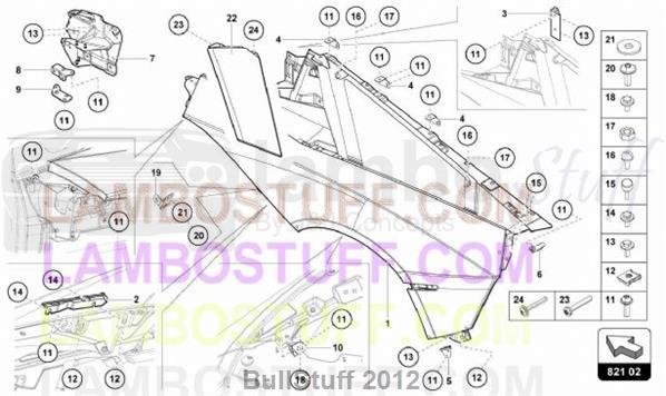 2014 Lamborghini AVENTADOR LP720-4 ROADSTER 50th CANADA REAR FENDER (821.02.00)
